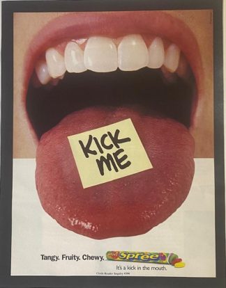 Spree Candy -KICK ME!  Ad from 2000