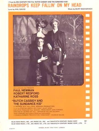 Raindrops Keep Fallin On My Head 1969 Sheet Music with Paul Newman