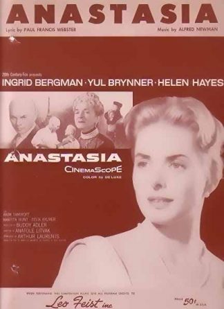 Anastasia - Ingrid Bergman 1956 Movie Sheet Music