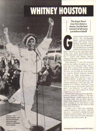 Whitney Houston 1991 Magazine Article - Superbowl XXV & Star-Spangled Banner