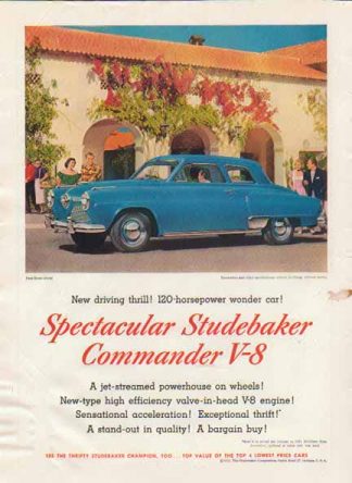 Studebaker Commander V-8 Coupe 1951 Ad - In front of Hacienda