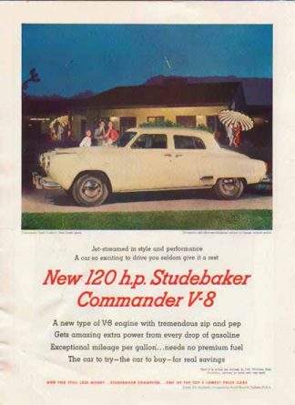 Studebaker Commander V-8 1951 Car Ad - White