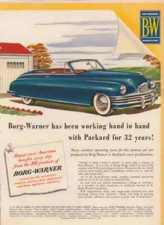 Packard Convertible 1947 Car Ad - Blue - Borg Warner Parts