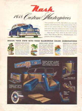 Nash 600 1948 Car Ad - Blue - Interior Views