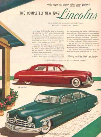 Lincoln Cosmopolitan 1949 Car Ad - Red & Green