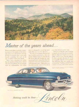 Lincoln Cosmopolitan 1948 Car Ad  - Blue Two Tone Sedan