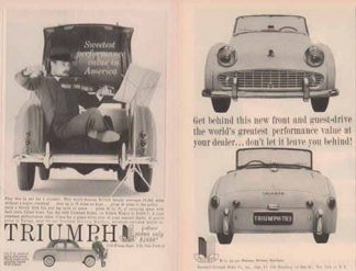 Triumph 1958 Car Ads - TR3 & Sedan - Set of Two
