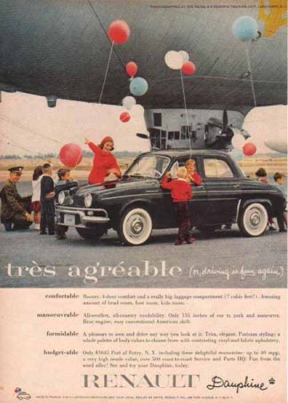 Renault Dauphine 1958 Car Ad - tres agreable