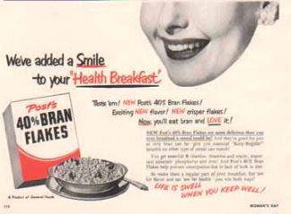 Post's Bran Flakes 1951 Cereal Ad -  Foods