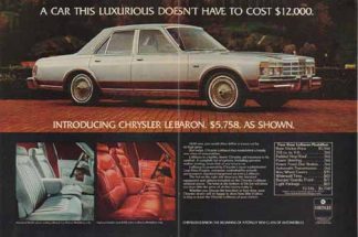 Chrysler Lebaron 1977 Car Ad - $5,758 was the price in '77