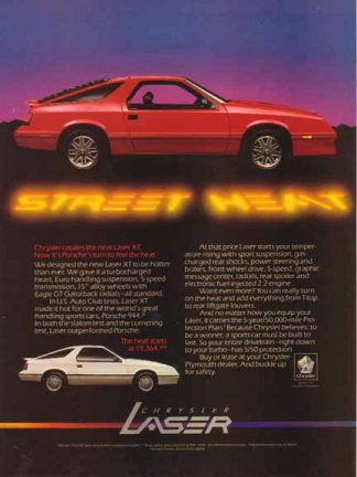 Red Chrysler Laser XT 1986 Car Ad - Street Heat