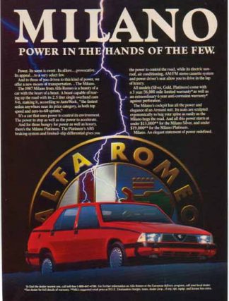 Milano Alfa Romeo 1987 Car Ad - Lightening Bolt