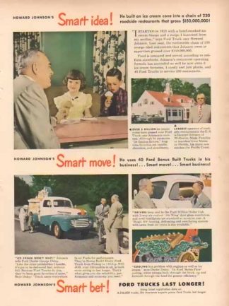 Ford Trucks 1949 Ad - Howard Johnson's