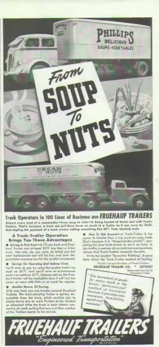 Fruehauf Trailers 1940 Ad - Cream of Nuts