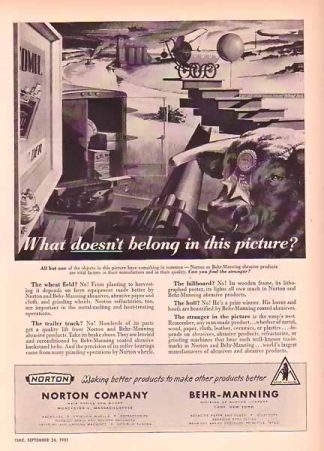 NORTON BEHR - MANNING 1951 Ad  - Wheat Field, Billboard
