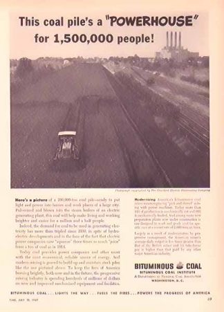 Bituminous Coal Institute 1949 Ad - Cleveland Electric Illuminating Company