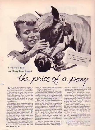 New York Life Insurance 1952 Ad A Pony