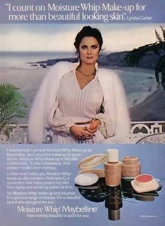 Lynda Carter 1982 Maybeline Company Ad for Moisture Whip