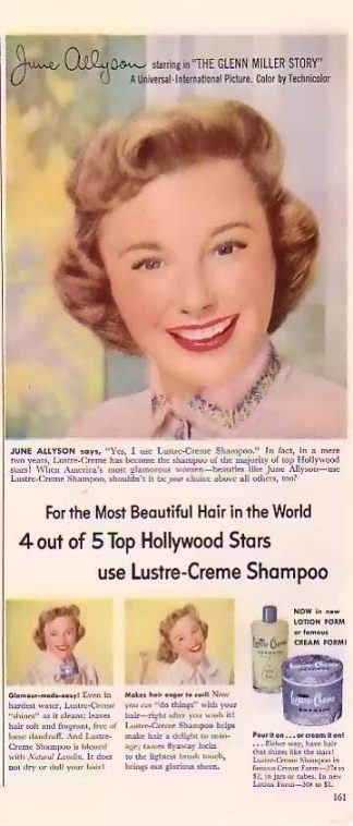 June Allyson 1954 Lustre Crème Shampoo Ad