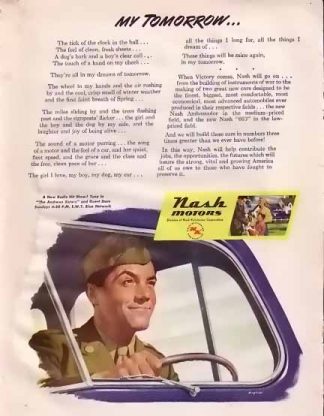 Nash Motors Wartime 1945 Ad - My Tomorrow