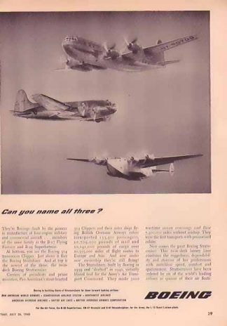 Boeing Aircraft 1948 Ad - Name the Planes