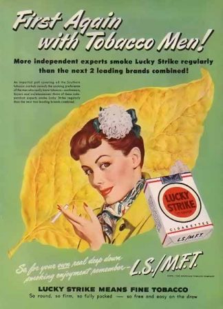 Lucky Strike 1948 Cigarettes Ad - Tobacco Men! Green