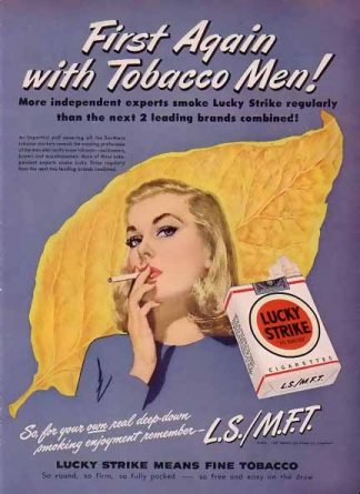 Lucky Strike 1948 Cigarettes Ad - Tobacco Men! Blue