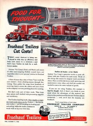 Fruehauf Trailer 1948 Company Ad Stokely Van Camps Company