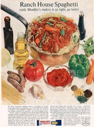 Ranch House Spaghetti Recipe Mueller's 1961 Ad