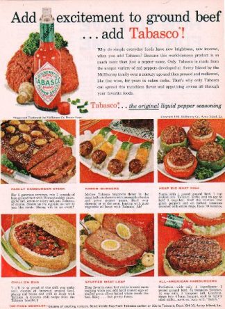 Kabob Burgers Recipes Tabasco 1961 Ad