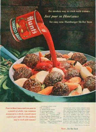 HUNTS Hamburger Skillet Stew Recipe 1961 Ad