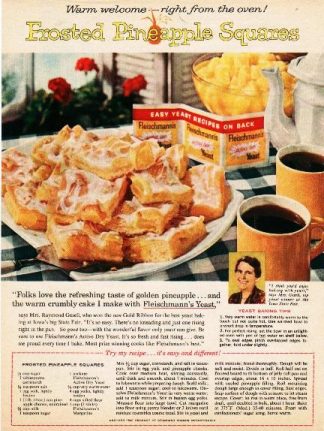 Frosted Pineapple Squares Recipe Fleischmann's 1961 Advertisement