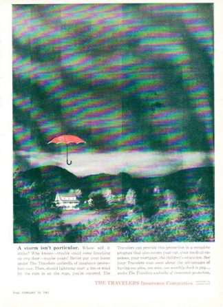 The Travelers Insurance Company 1961 Ad Red Umbrella