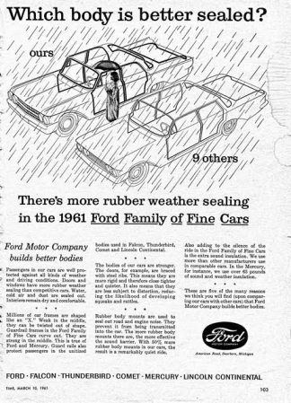 Ford 1961 Car Features Advertisement - Which Body is better sealed?