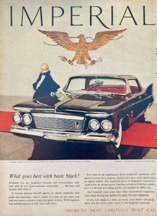 Imperial Crown Four Door South Hampton 1961 Car Advertisement with Mink Coat is by Revillon