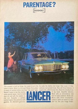 1961 Dodge Lancer Advertisement – Parentage?