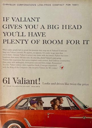 61 Valiant Car Advertisement - Looks and Drives like Twice the Price