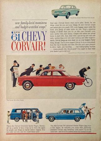 New 61 Chevy Corvair Advertisement – New Family-Lovin Roominess