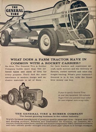 1961 The General Tire and Rubber Company Ad – Rocket Carrier?