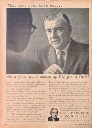 Dale Carnegie & Associates Inc. 1961 Advertisement – What does your boss say…