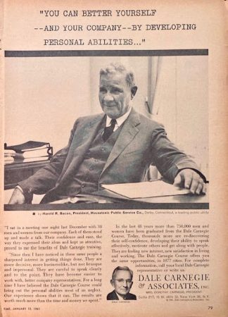 Dale Carnegie & Associates Inc. 1961 Advertisement – Harold R. Bacon