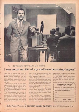 Eastman Kodak Company 1961 Advertisement with Herman Perl - Kodak Pageant Projector