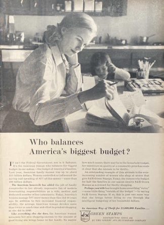 S&H Green Stamps 1961 Advertisement with Mrs. Eugene Schaffer