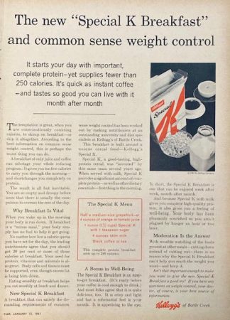 Kellogg’s of Battle Creek 1961 Advertisement – The Special K Menu