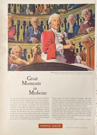 PARKE DAVIS Pharmaceuticals 1961 Advertisement – Giovanni Battista Morgagni