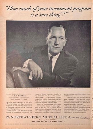 The Northwestern Mutual Life Insurance Company 1961 Advertisement with Mr. D.E. Skinner