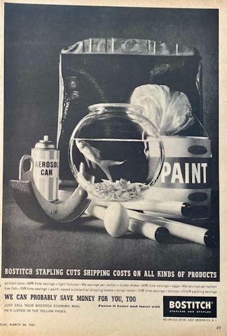 BOSTITCH Staplers and Staples 1961 Ad – Bostitch Economy Man