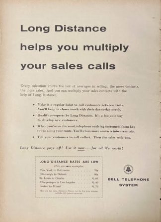 Bell Telephone System 1961 Ad – Long distance helps you multiply your sales calls