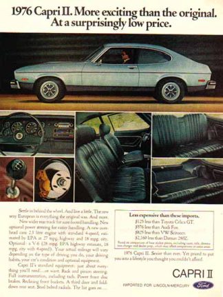 Ford 1976 Car Ad - Ford Capri II / Light Blue