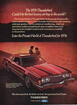 Ford 1976 Car Ad - Ford Thunderbird  / Burgundy